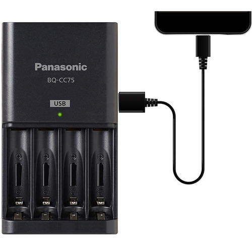 Eneloop Panasonic K-kj75k3a4ba Cargador De Batería Avanzado Con Puerto De Carga Usb Y 4aaa Pro Baterías Recargables De Alta Capacidad