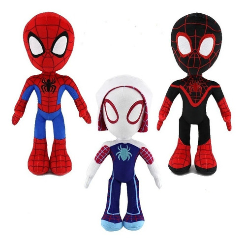 Set 3 Peluches Spiderman, Ghost Spiderman, Miles Morales