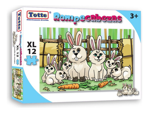 Rompecabezas Totte Familia De Conejos 12 Piezas Extra Grandes | Piezas Grandes, Gruesas y Durables