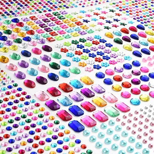 2102pcs Gems Stickers, Self Adhesive Gems For Crafts Bl...