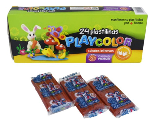 Plastilinas Playcolor Caja X 24 Unidades Todas Marron