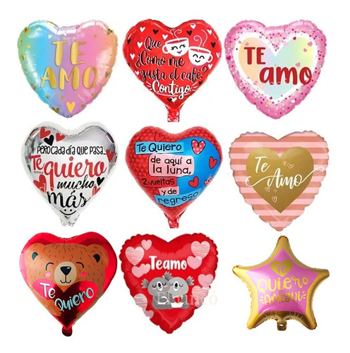 10 Globos Corazon 16'' San Valentin Amor Amistad Novios 