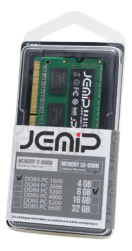 Memoria Ram Sodimm Ddr3 8gb 1600mhz 1.5v Jemip