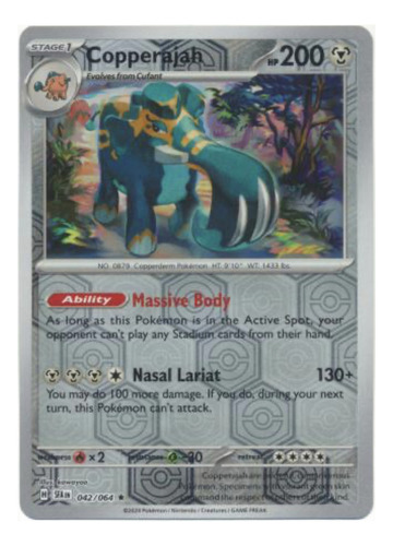 Tarjeta Pokemon Copperajah 042/064 Rhr Reverse Shrouded Fabl