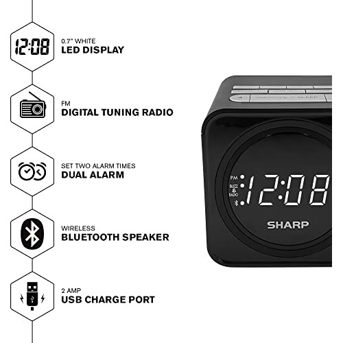 Radio Reloj Fm Y Altavoz Bluetooth, Alarmas Duales