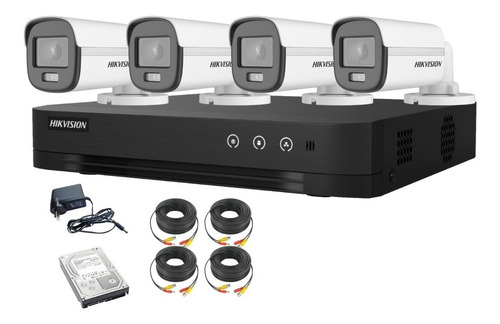 Color Noche !!! Kit Seguridad Hikvision 4 Camaras 2mp + 1tb