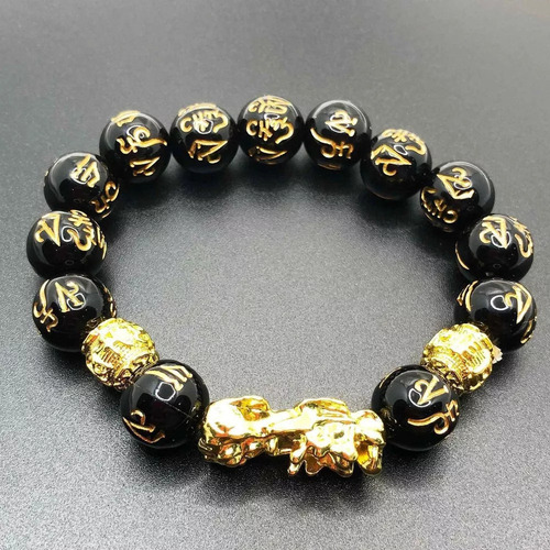 - Brazalete 2025 Original Feng Shui Piedras Obsidiana Pixiu