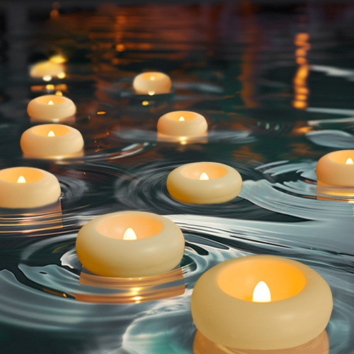 Candelita Led Flotante Con Forma De Vela, 10 Unidades, Para