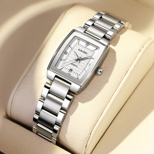 Reloj Vintage Dama Kd8869 Plata Romano Blanco Acero