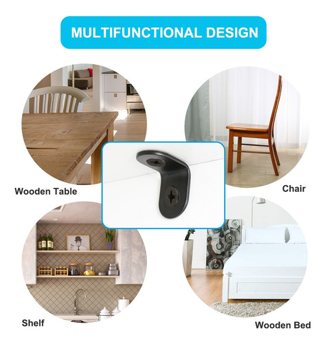 60 Soportes Angular En Forma L Para Muebles 12x12mm Negro