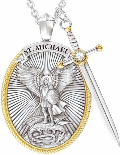 Collar Colgante San Miguel Arcangel Espada Medalla Santo