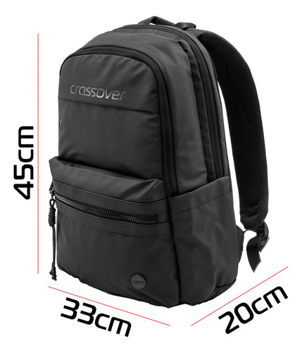 Mochila Portanotebook Crossover Hera 15 Negro Engomado Diseño de la tela Liso