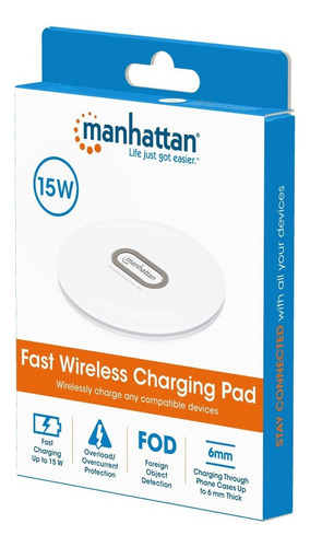 Base De Carga Rápida Inalámbrica Manhattan 406024 De 15w Color Blanco