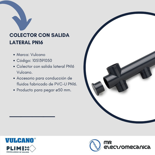 Imagen 2 de 10 de Colector Para Tanque Pn16 50 Mm Pegar Plimet Vulcano