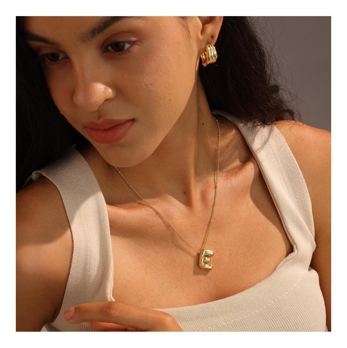 Ewrkbr Collar De Letras De Oro De Burbujas Para Mujeres,
