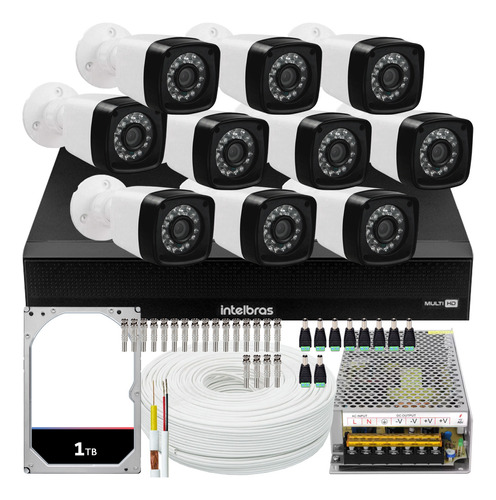 Kit Cftv 10 Câmeras Segurança Full Hd 1080 Dvr Intelbras 1tb