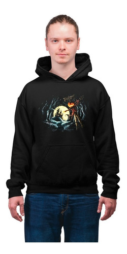 Sudadera Hoodie Halloween Town Espantapajaros Negra Unisex 