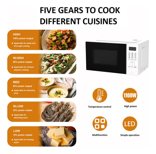Horno De Microondas Plata 1.1 Ft3 Acero Inox Espejo 1100w