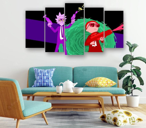 Set De 5 Cuadros Decorativos Canvas Rick And Morty 19