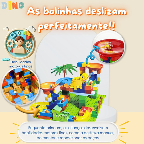 Brinquedo Educativo Pista Com Dino - Bloco De Montar Leg
