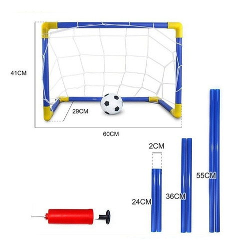 Arco de fútbol Genérica DQ-3 de 60cm de largo y 41cm de alto color azul/amarillo