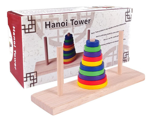 Kingou Wooden Colorido Torre De Diez Pisos De Hanoi Puzzle B