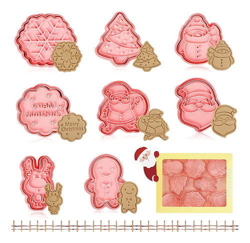 8 Moldes De Biscoito Natal, Conjunto Moldes 3d Christmas