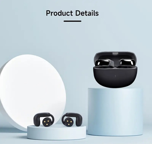 Auriculares deportivos inalámbricos de 17 idiomas, resistentes al sudor, reducción de ruido, auriculares con clip abierto con funda de carga, negros