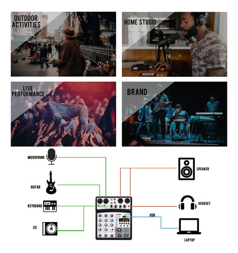 Bomge 16echo-dsp - Mezclador De Audio Con Usb Bluetooth Phan