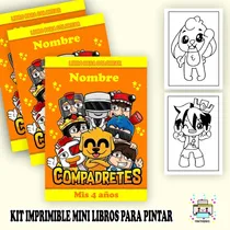 Comprar Kit Imprimible Mini Librito  Pintar Colorear Compadretes
