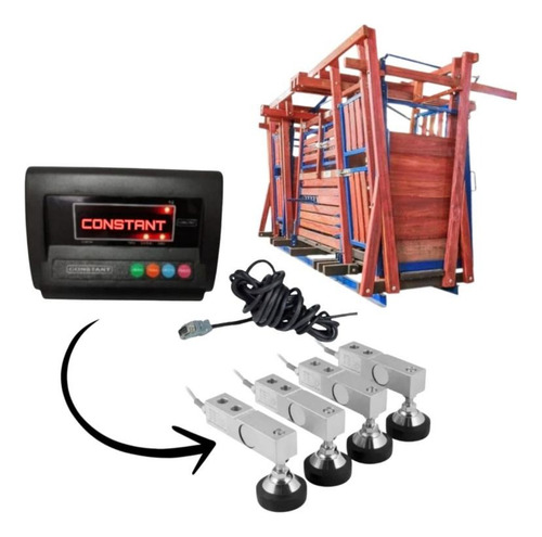 Kit Eletronico P/ Balança Digital Gado Brete Tronco Gaiola Preto
