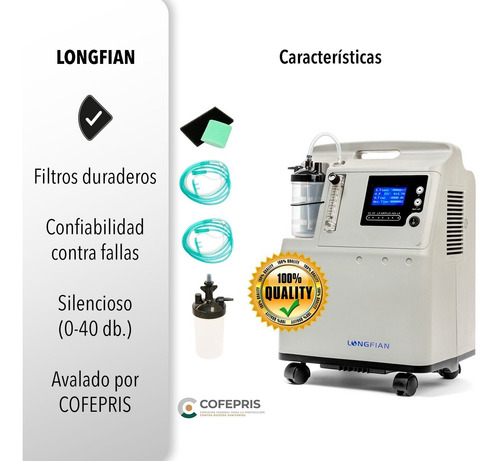 Imagen 3 de 4 de Concentrador De Oxígeno 5 Litros Compacto Grado Hospitalario