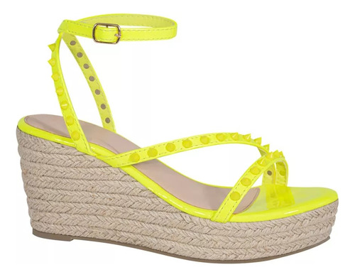 Sandalias Neon Con Estoperoles Plataforma De Yute 1115480