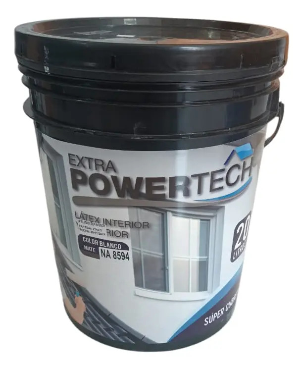 Pintura Látex Interior Power Tech 20L Acabado Mate Color Blanco
