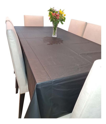 Mantel Ecocuero 1,40x3,00 Rectangular En Cuerina Con Felpa Negro