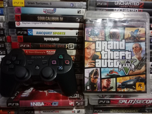 Gta V + Controle Ps3 Original Com Detalhes Na Carcaça 