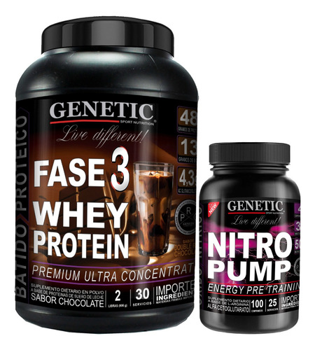 Masa Muscular Proteína 2lb Arginina Nitro Pump 25srv Genetic Sabor Chocolate