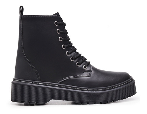 Bota Feminina Flatform Couro Stiloclub Preta Em Promoção