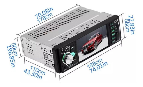 Imagen 6 de 7 de Radio Multimedia Pantalla 4.1 1 Din Con Camara De Reversa