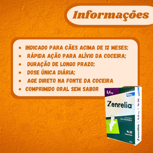 Zenrelia Tab 6,4mg 30 Comprimidos Dermatite Cães Elanco