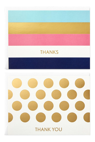 Surtido De Tarjetas De Agradecimiento Hallmark, Preppy Gold 