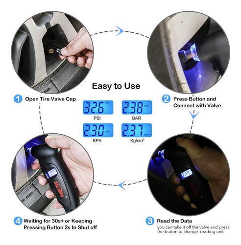 Czc Auto Medidor Digital De Presión De Neumárticos, 4 Ajuste