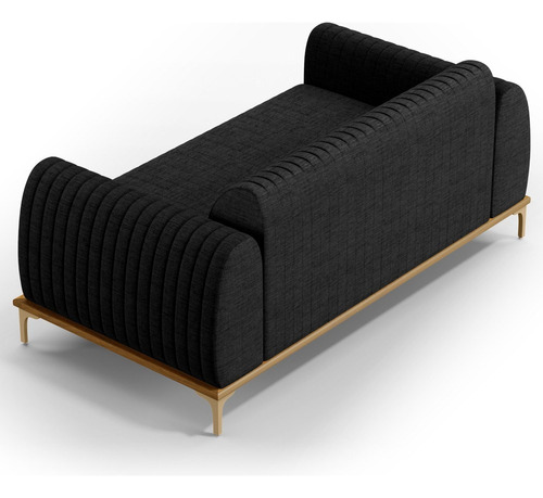 Sofá 150cm 2 Lugares Base Gold Molino D06 Linho D-465 Chumbo Cor Cinza