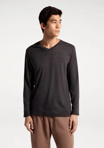 Camiseta Básica Masculina Manga Longa Gola V World Hering Cinza-escuro Xg