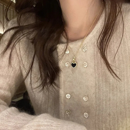 Collar De Amor De Doble Cara De Plata S925 De Estilo Coreano