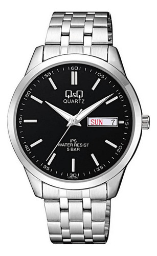 Reloj Q&q Qyq Cd02j202 Elegante Acero Cronografo + Estuche 