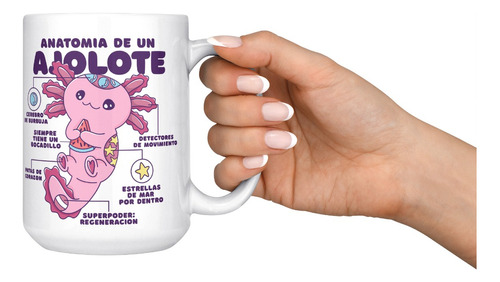 Taza Grande 15 Onzas Anatomia De Un Ajolote Personalizable