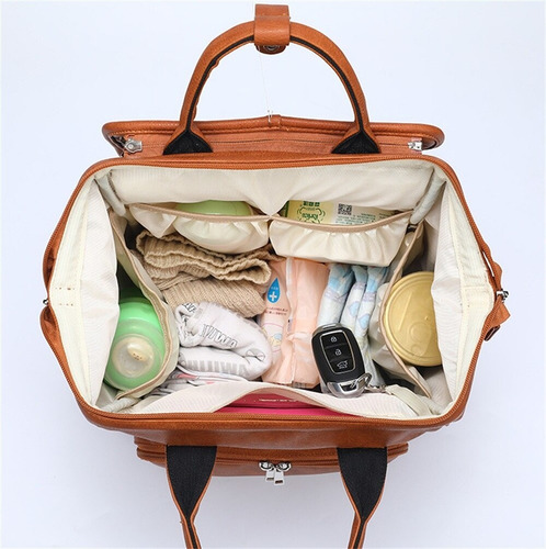 Bolso Mochila Maternal Eco Cuero Imperm C/ Cambiador Rufina