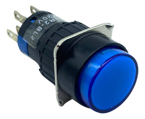 Botão Pulsador Alternado Iluminado Azul 220v - P16-ir2-bl2
