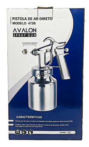 Pistola Avalon Mz-472b Ar Direto Copo 1 Litro Bico 1.5mm Cor Prateado 0